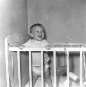 Around 10 months.  I was a very cranky baby.