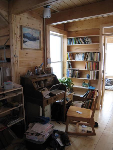 We kept the hallway leading to the bedroom wide enough for a work area.