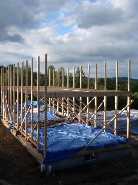 The "goalposts" for two story section in place.