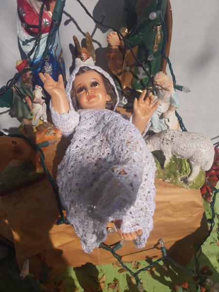 The Baby Jesus returns to the creche, and he's huge!