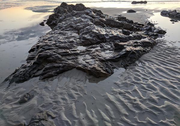 Rocks, morning, Wells, Maine