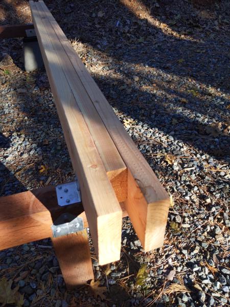 The 3.5 inch gap at the end of the beam is the slot where the tongue from the post will fit.