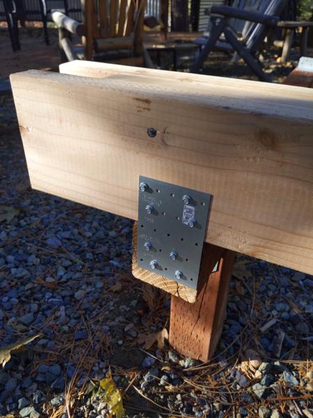 The end plates were a temporary hack to keep the end beams from wiggling.  I've removed them and replaced them with angle brackets hidden under the beam.