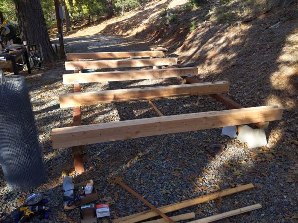 All five floor beams in place.