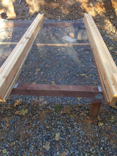 Hardware cloth to keep out critters from under floor.