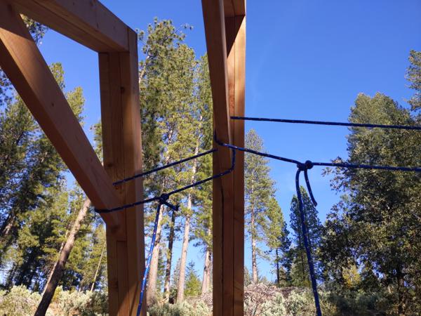 To keep the bent from going too far either way as I moved it, I tied two taut line hitches to its collar tie.