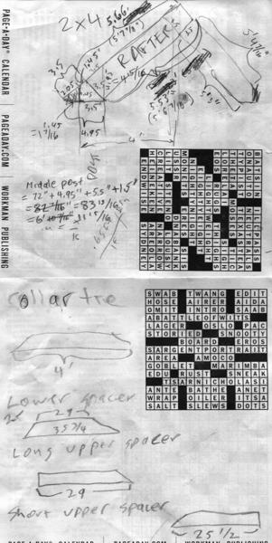 More scribbled notes about rafters and their joint with posts.